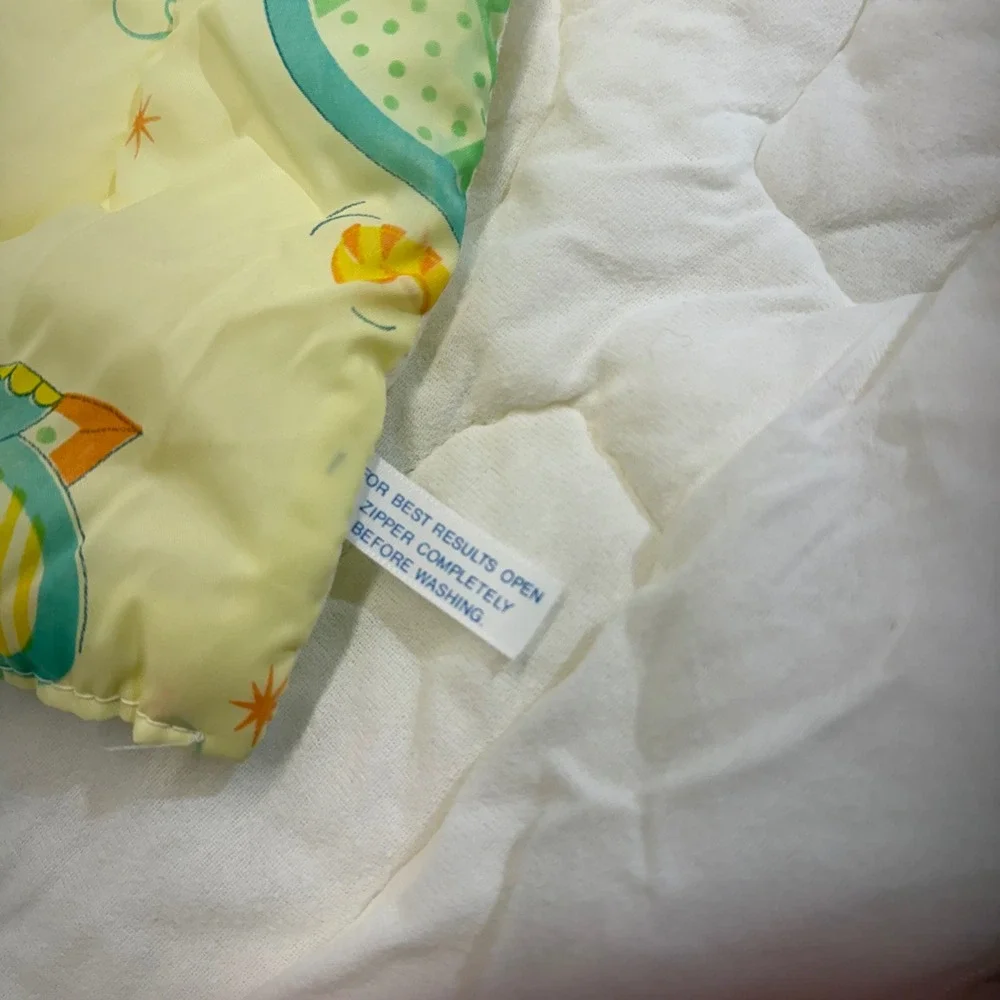 Vintage Baby Sleeping Bag Bunting One Size Yellow Lion Elephant Quilted Zipper